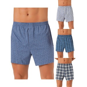 INSPIRE CHIC Men's 4 Pack Classic Elastic Waist Plaid Pattern Underwear Boxer Shorts - 1 of 4