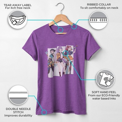 KPop Demon Hunters Girls' KPop Demon Hunters HUNTR/X Manhwa Comic Group Shot T Shirt - Purple Berry - Medium — фото 3