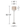 360 Lighting Chandelier Floor Lamp 62.5" Tall Brushed Nickel Chrome Crystals Natural Linen Fabric Drum Shade for Living Room Reading Bedroom - 2 of 4