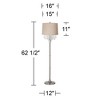 360 Lighting Chandelier Floor Lamp 62.5" Tall Brushed Nickel Chrome Crystals Natural Linen Fabric Drum Shade for Living Room Reading Bedroom - 3 of 3