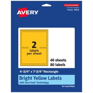 Avery Bright Yellow Paper Labels, 4.75" x 7.75" Rectangle - 1 of 4