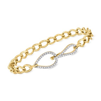 Ross-Simons 0.50 ct. t.w. Pave Diamond Curb-Link Bracelet in 18kt Gold Over Sterling Size 7