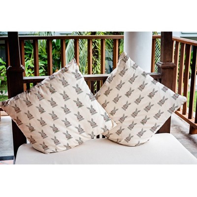 16" x 16" White and Gray Bunny Easter Throw Pillow