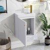 Contemporary 16" White Wall-Mounted Bathroom Vanity Combo Cabinet with Ceramic Basin - Ideal - 3 of 4