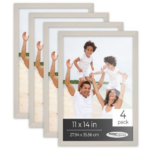 PosterPalooza | Pack of 4 White Washed Picture Frames | Solid Wood | UV-Resistant Acrylic | Easy Gallery Wall - 1 of 4