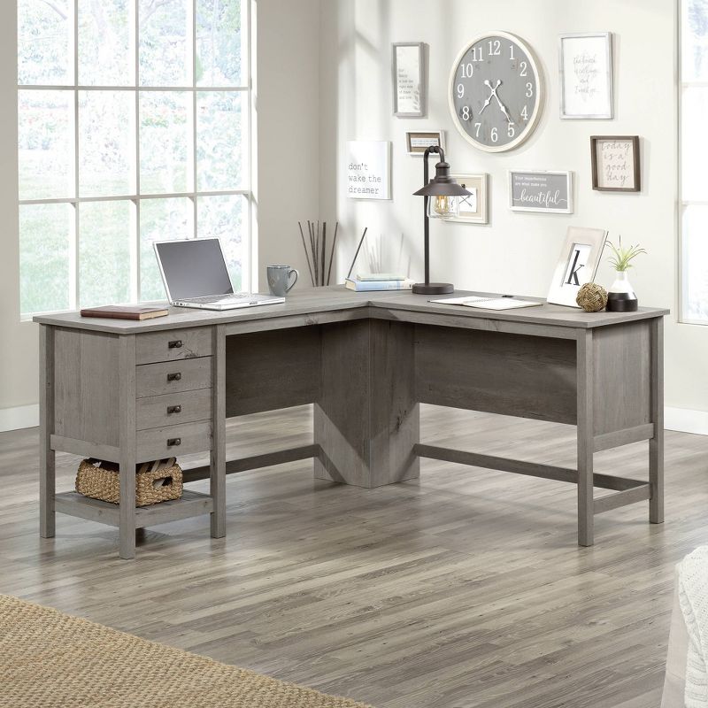 Cottage Road L-Shaped Desk Mystic Oak - Sauder: UPC 042666073691, File Drawer, Modern Farmhouse Style, 3 of 9