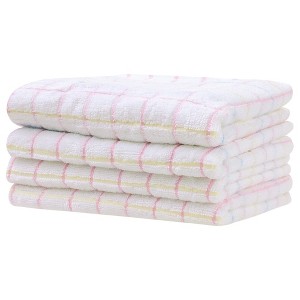 Unique Bargains Cotton Soft Absorbent Plaid Hand Towels - 1 of 4