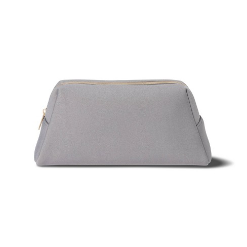 Grey leather makeup bag sale