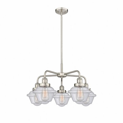 Oxford - 5 Light Stem Hung Chandelier In Art Deco Style-13.5 Inches Tall and 24.5 Inches Wide