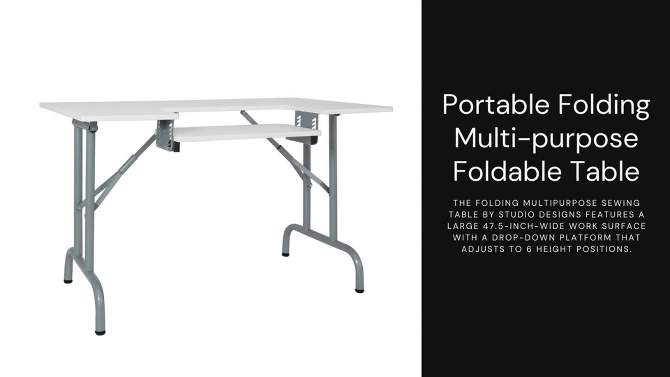 Folding Multipurpose Sewing Table White - Studio Designs, 2 of 10, play video