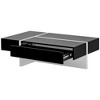 Vynxaria Contemporary Modern Rectangular Cocktail/Center Table  High Gloss, 29"×9" Drawer, T-Shaped Support, Black&White, 45.2"×25.5"×13.7" - 2 of 4