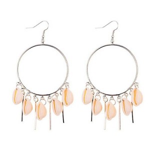 Hollywood Sensation Chandelier Hoop Earrings with Puka Seashells - 1 of 4