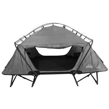 Kamp-Rite Double Quick Setup 2 Person Multifunctional Cot Convert as Lounge Chair, and Tent with Fitted Waterproof Rain Fly, Zippers and Doors, Gray