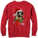 Women's Lost Gods Ugly Christmas T Rex Santa Claus Sweatshirt