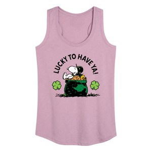 Women's - Peanuts - Lucky To Have Ya Graphic Racerback Tank - 1 of 4