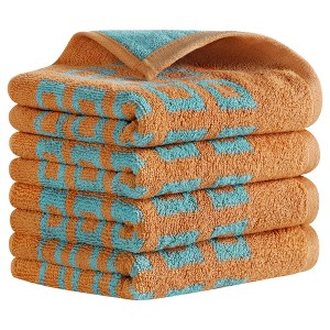 REGALWOVEN Geometry Patterned Cotton Soft Absorbent Geometry Hand Towel 13" x 28" - 1 of 4