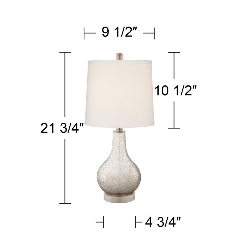 360 Lighting Ledger Modern Accent Table Lamps 21 3/4" High Set of 2 Mercury Glass with USB Charging Port Table Top Dimmers Off-White Shade for Desk, 4 of 10