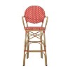 Christopher Knight Home 2pc Vande Wicker and Aluminum Outdoor Patio 29.5" French Barstools Red/White/Bamboo Print Finish - 4 of 4