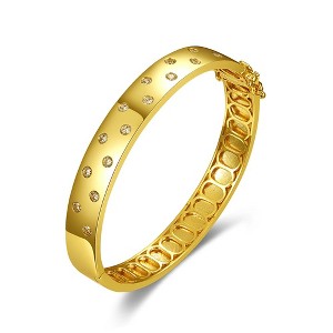 14K Yellow Gold-Plated Starry Sky Bangle Bracelet with Cubic Zirconia, featuring a celestial design that sparkles with elegance and sophistication. - 1 of 2