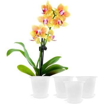 Darware 4.5 Inch Orchid Pot Sets 4pk; w Mesh Interior Pot, Exterior Pot, and Tray