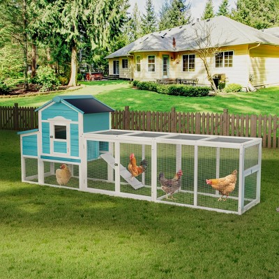 Chicken Coop with Nesting Box and Free-Range Door Large Outdoor Poultry Cage with Sliding Tray for Easy Cleaning for Chicken,Ducks-The Pop Home