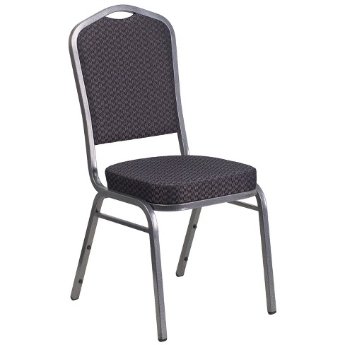 Emma And Oliver Crown Back Banquet Chair, Black Patterned Fabric/silver  Vein Frame : Target