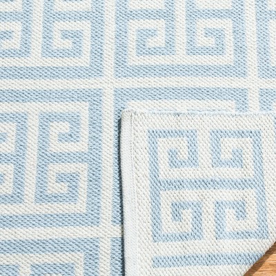 Light Blue and Ivory Cotton Flat Woven 8' x 10' Rug