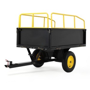 Lawn Mower Trailer ATV Dump Cart Tow Behind, Heavy Duty Steel Garden Utility Trailer with Removable Sides for Yard Lawn - 1 of 4