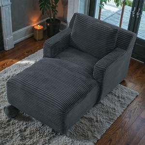 Mshliw Upholstered Sofa with Corduroy Fabric, Single Sofa, High-Density Foam and Pocket Springs, No-Assembly Compressed Design, Comfortable Seating - 1 of 4