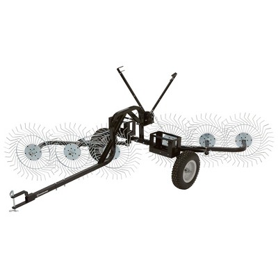 Yard Tuff ACR-600T 55 Inch V-Shaped Steel Tow Behind Acreage Rake with Pin Style Hitch for ATV, UTV, or Utility Trailer Attachment