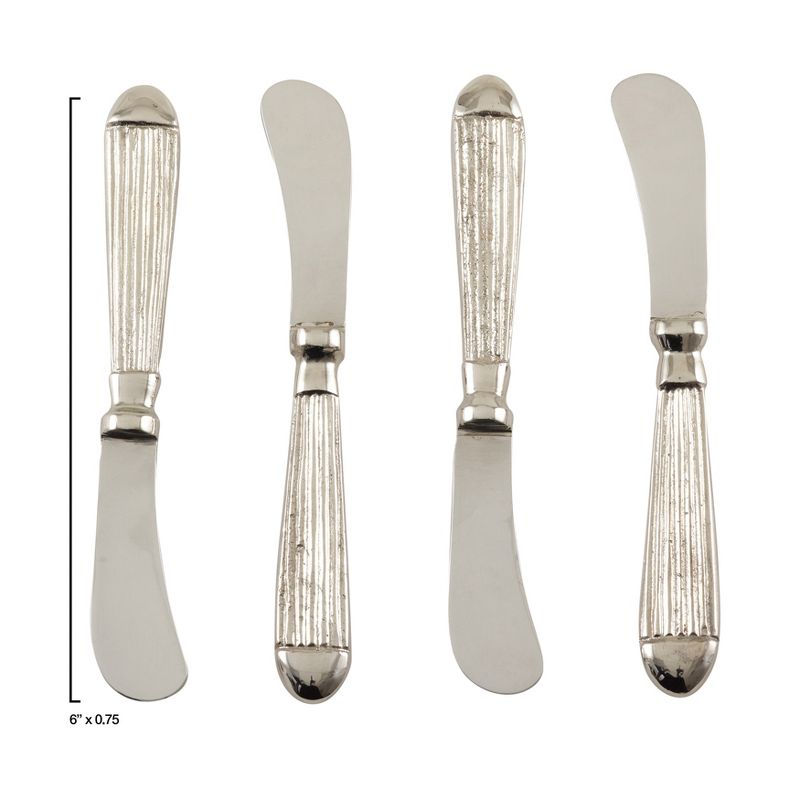 Saro Lifestyle Ribbed Cocktail Knife, Silver (Set of 4), 2 of 5
