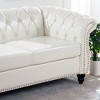 CAVINAS Chesterfield Sofa with Rolled Arm, Modern PU Leather 3 Seater Sofa Couch, Upholstered Vintage Couch for Living Room - 4 of 4