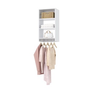 HOMLUX Medium Closet System Clothes Storage Organizer w/Hang Rod & 3 Shelves,White - 1 of 3