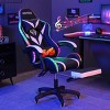 Hoffree Upholstered Massage Gaming Chair Ergonomic Office PC Chair with Bluetooth Speaker & RGB Light - 2 of 4