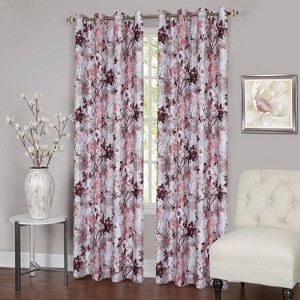 Kate Aurora Country Living 100% Thermal Lined Grommet Top Floral Room Darkening Curtains - 1 of 3