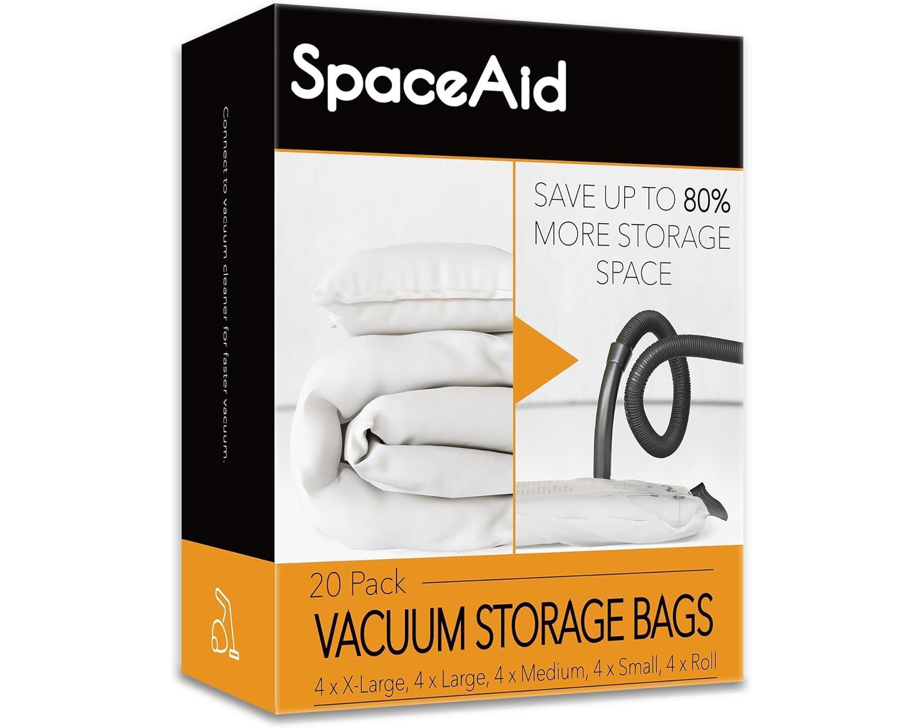 20 Pack Vacuum Storage Bags(4 Jumbo/4 Large/4 Medium/4 Small/4 Roll), Space Saver Sealer Compression Bags