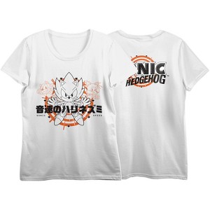 Sonic The Hedgehog Classic Sonic On Orange Circles Crew Neck Short Sleeve Women's White T-shirt - 1 of 2