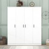 TIRAMISUBEST 4 Door Wardrobe Armoire Closet with 3 Drawers - Mobile Lateral Filing Cabinet, Locking Wheels, Adjustable Shelf - 3 of 4