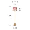 360 Lighting Dyna 58"H Antique Brass and Floral Velvet Shade 2-Light Floor Lamp - 4 of 4