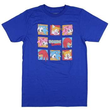 Sonic The Hedgehog Boy's Character Squares Grid With Logo Design T-shirt Kids