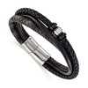 Chisel Stainless Steel Polished Black Braided Leather Multi Strand 8.5" Bracelet - 2 of 4
