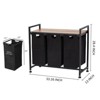 Laundry Basket on Wheels, Movable Laundry Hamper, Laundry Cart with Wooden Tabletop & Pulled-Out Basket - 4 of 4