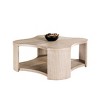 1pc Coffee Table Modern Style With Open storage Attached Casters Rubberwood Structure Oak Finish - 2 of 4