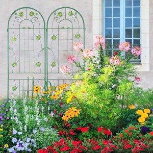 2 Pack Metal Garden Trellis 71" x 19.7" Rustproof Trellis for Climbing Plants Outdoor Flower Support Green - 1 of 4