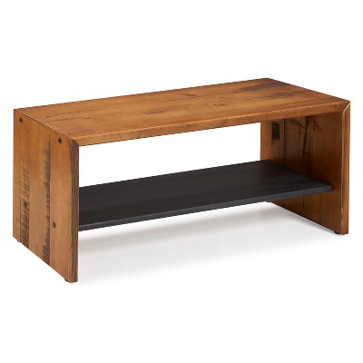 42" Two-Tone Rustic Farmhouse Entryway Bench with Shelf - Saracina Home
