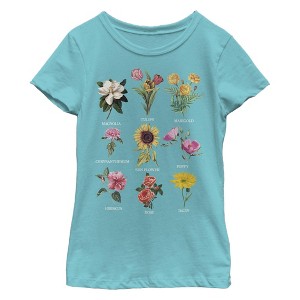 Girl's Lost Gods Botanical Flower Chart T-Shirt - 1 of 4
