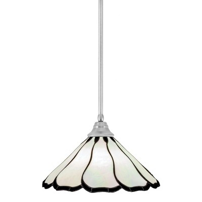 Toltec Lighting Any 1 - Light Pendant in  Brushed Nickel with 16" Pearl & Black Flair Art Glass Shade