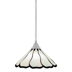 Toltec Lighting Any 1 - Light Pendant in  Brushed Nickel with 16" Pearl & Black Flair Art Glass Shade - 1 of 1