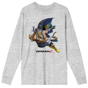 Tekken 8 King II Crew Neck Long Sleeve Athletic Heather Adult Tee - 1 of 2