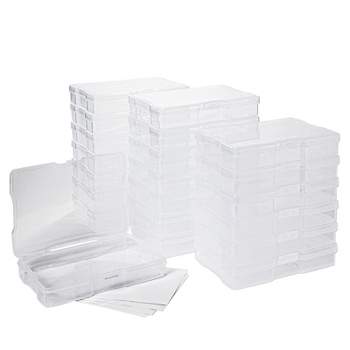 Bright Creations 24 Pcs Photo Storage Boxes for 4x6 Pictures with 40 Blank Labels, Clear Cases & Containers